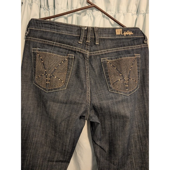 Kut From The Kloth Medium Wash Boot Cut Jeans Women's 8 Missing Rhinestones - Picture 1 of 8